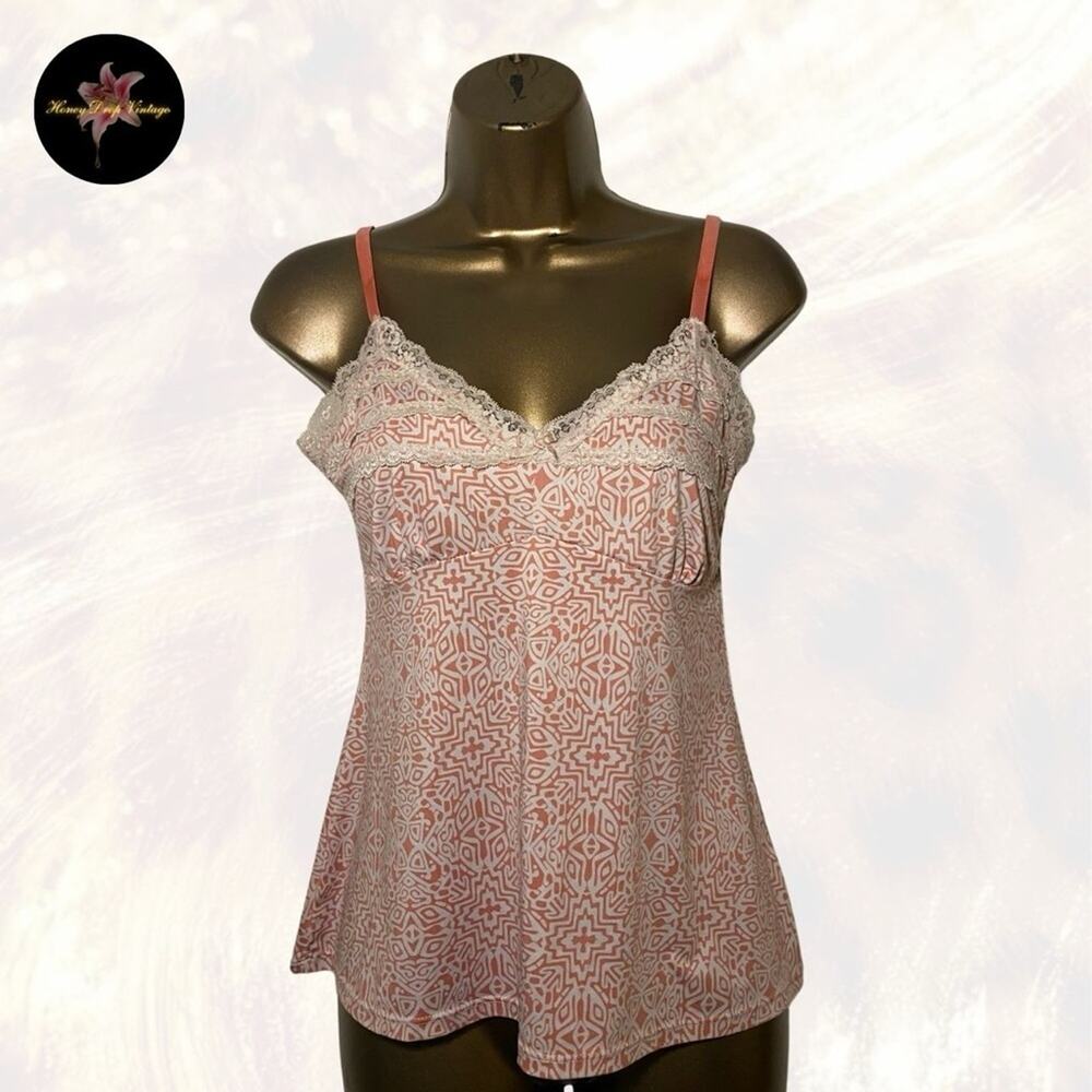 Marilyn Monroe Pink Lace Trim Geometric Print Cami
